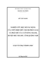 Nghiên cứu một số tác động của thủy điện đến thành phần loài và phân bố của cá ở sông tranh, huyện bắc trà my, tỉnh quảng nam.
