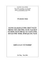 Đánh giá hàm lượng thủy ngân trong môi trường nước tại một số sông suối thuộc xã tam lãnh, huyện phú ninh, tỉnh quảng nam.