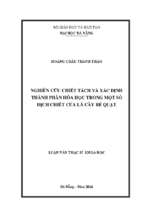 Nghiên cứu chiết tách và xác định thành phần hóa học trong một số dịch chiết của lá cây rẻ quạt..