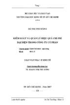 Kiểm soát và quản lý hiệu quả chi phí đại diện trong công ty cổ phần
