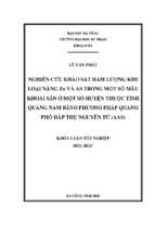 Nghiên cứu khảo sát hàm lượng kim loại nặng zn và as trong một số mẫu khoai sắn ở một số huyện thuộc tỉnh quảng nam bằng phương pháp quang phổ hấp thụ nguyên tử (aas).