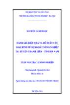 Đánh giá hiệu quả và đề xuất các loại hình sử dụng đất nông nghiệp tại huyện thanh liêm, tỉnh hà nam