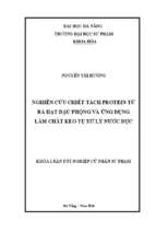 Nghiên cứu chiết tách protein từ bã hạt đậu phộng và ứng dụng làm chất keo tụ xử lý nước đục.