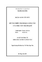 Đề tài chiến tranh qua sáng tác của nhà văn thanh quế..