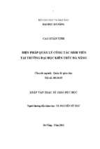 Biện pháp quản lý công tác sinh viên tại trường đại học kiến trúc đà nẵng.