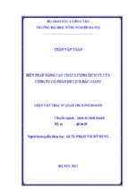 Biện pháp nâng cao chất lượng dịch vụ của công ty cổ phần du lịch bắc giang