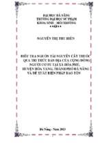 Điều tra nguồn tài nguyên cây thuốc qua tri thức bản địa của cộng đồng người cơ tu tại xã hòa phú, huyện hòa vang, thành phố đà nẵng và đề xuất biện pháp bảo tồn.