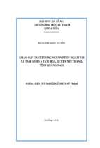Khảo sát chất lượng nguồn nước ngầm tại xã tam anh và tam hòa, huyện núi thành, tỉnh quảng nam.