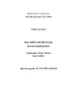 Đặc điểm truyện ngắn hoàng khánh duy