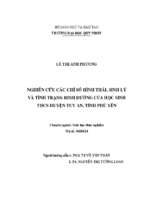 Nghiên cứu các chỉ số hình thái, sinh lý và tình trạng dinh dưỡng của học sinh thcs huyện tuy an, tỉnh phú yên