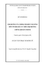 Ảnh hưởng của thông tin bất cân xứng đối với nhà đầu tư trên thị trường chứng khoán tp. hồ chí minh