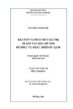 Bảo tồn và phát huy giá trị di sản văn hóa mỹ sơn để phục vụ phát triển du lịch