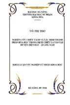 Nghiên cứu chiết tách và xác định thành phần hóa học trong dịch chiết lá tần tại huyện điện bàn, quảng nam...