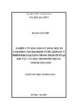 Nghiên cứu khả năng sử dụng một số loài động vật hai mảnh vỏ để giám sát ô nhiễm kim loại nặng trong trầm tích tại khu vực cửa đại, thành phố hội an, tỉnh quảng nam.