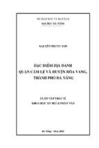 Đặc điểm địa danh quận cẩm lệ và huyện hòa vang, thành phố đà nẵng.