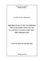 Biện pháp quản lý công tác phối hợp với doanh nghiệp trong đào tạo của trường cao đẳng lương thực   thực phẩm đà nẵng..
