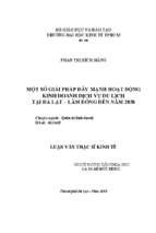 Một số giải pháp đẩy mạnh hoạt động kinh doanh dịch vụ du lịch tại đà lạt   lâm đồng đến năm 2020