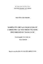 Nghiên cứu chế tạo chấm lượng tử carbon pha tạp nitơ nhằm ứng dụng phát hiện ion fe3+trong nước