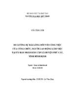 Đo lường sự hài lòng đối với công việc của công chức, người lao động làm việc tại ủy ban nhân dân cấp xã huyện phù cát, tỉnh bình định