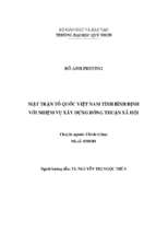 Mặt trận tổ quốc việt nam tỉnh bình định với nhiệm vụ xây dựng đồng thuận xã hội