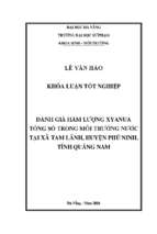 Đánh giá hàm lượng xyanua tổng số trong môi trường nước tại xã tam lãnh, huyện phú ninh, tỉnh quảng nam