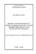 Khai thác và sử dụng bài tập vật lý chương “các định luật bảo toàn”   vật lí 10 nhằm phát triển năng lực vật lý cho học sinh nước chdcnd lào
