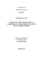 Nghiên cứu chiết tách tinh dầu và carotenoid từ lá trầu trồng ở huyện bố trạch, tỉnh quảng bình.