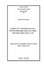 Nghiên cứu tổng hợp nano bạc từ dung dịch agno3 bằng tác nhân khử dịch chiết nước lá bồ ngót và ứng dụng của chúng.