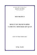 Định lý giá trị trung bình và phương trình hàm liên quan.