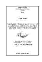 Nghiên cứu tổng hợp hạt nano bạc từ dung dịch bạc nitrat bằng tác nhân khử dịch chiết nước lá húng quế.