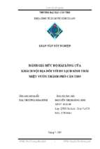 Đánh giá mức độ hài lòng của khách nội địa đối với du lịch sinh thái miệt vườn thành phố cần thơ