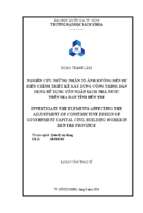 Nghiên cứu những nhân tố ảnh hưởng đến sự điều chỉnh thiết kê xây dựng công trình dân dụng sử dụng vốn ngân sách nhà nước trên địa bàn tỉnh bến tre 