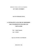 A contrastive analysis of friendship   related idioms in english and vietnamese