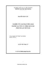 Nghiên cứu giải pháp tiết giảm chi phí tại công ty tnhh sản xuất first solar vietnam 