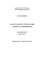 Quản lý nhà nước về nông nghiệp trên địa bàn tỉnh bình định