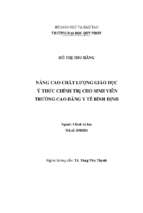 Nâng cao chất lượng giáo dục ý thức chính trị cho sinh viên trường cao đẳng y tế bình định