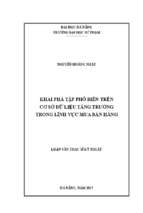 Khai phá tập phổ biến trên cơ sở dữ liệu tăng trưởng trong lĩnh vực mua bán hàng.