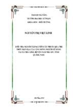 Điều tra nguồn tài nguyên cây thuốc qua tri thức bản địa của cộng đồng người xê đăng tại xã trà linh, huyện nam trà my, tỉnh quảng nam.