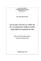 Báo đà nẵng với công tác thông tin về các sự kiện quốc tế được tổ chức tại địa phương (giai đoạn 2017 2020)