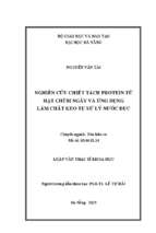 Nghiên cứu chiết tách protein từ hạt chùm ngây và ứng dụng làm chất keo tụ xử lý nước đục..