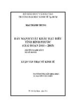 Đẩy mạnh xuất khẩu hạt điều tỉnh bình phước (giai đoạn 2011 2015)..