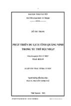 Phát triển du lịch tỉnh quảng ninh trong xu thế hội nhập.