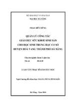 Quản lý công tác giáo dục sức khoẻ sinh sản cho học sinh trung học cơ sở huyện hoà vang thành phố đà nẵng..