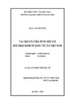 Vai trò nhà nước trong hội nhập kinh tế ở việt nam
