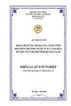 Phân tích tác động của nuôi tôm đến môi trường nước ở xã tam hòa huyện núi thành tỉnh quảng nam.