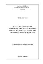 Quản lý hoạt động dạy học môn sinh học theo tiếp cận phát triển năng lực học sinh ở các trường thpt huyện phước sơn, tỉnh quảng nam