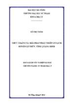 Thực trạng và giải pháp phát triển du lịch ở huyện lệ thủy, tỉnh quảng bình.