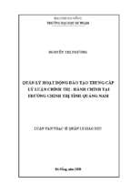 Quản lý hoạt động đào tạo trung cấp lý luận chính trị   hành chính tại trường chính trị tỉnh quảng nam
