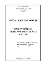Tính ổn định của hệ phương trình vi phân và ví dụ.