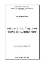 Thuế nhà thầu ở việt nam trong bối cảnh hội nhập